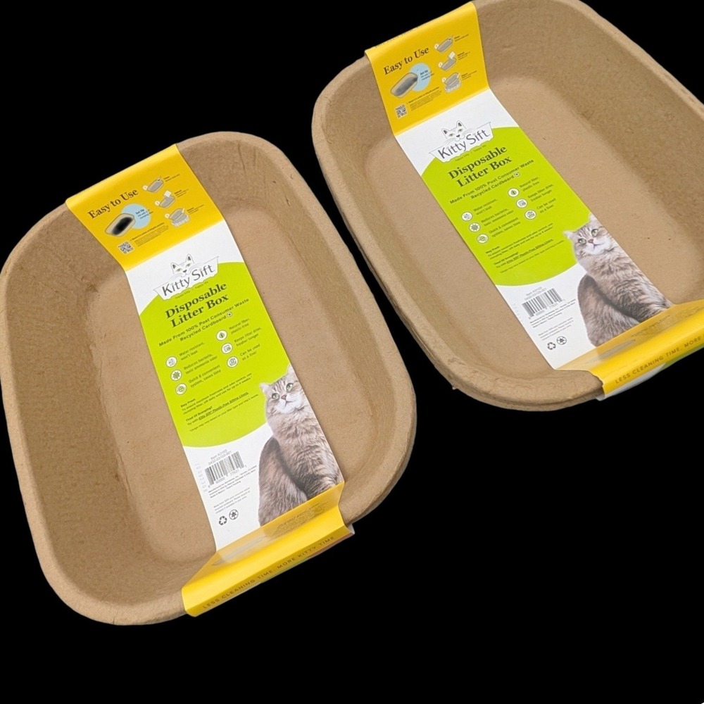 2 Set Bundle Kitty Sift 6 Disposable Large Litter Box K3103 Recycled Cardboard